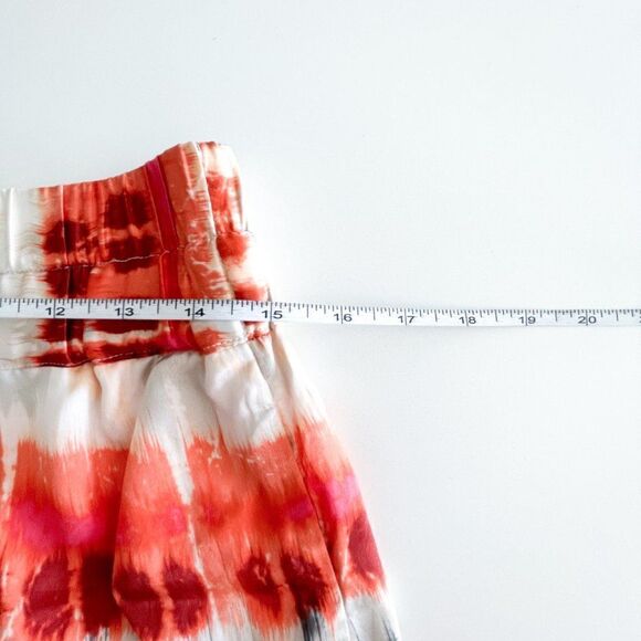 Banana Republic Women's Mini Skirt Silk Tie Dye Pull On Orange Unlined Size 10 - Picture 6 of 8